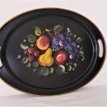 Lot #59   Vintage Hand-Painted Tole Tray - Fruit Motif