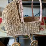Wicker Doll Stroller with Hand Painted Wheels