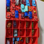 Disney Pixar World of Cars Burning Up the Track Red Storage Carrying Case W/Cars