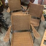 3 vintage wicker rattan folding chairs