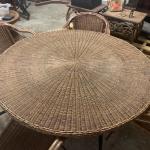 Vintage rattan wicker round table and 4 chairs