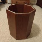 Octagonal Wooden Waste Can with Lion Head Accents