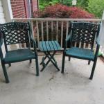 Plastic Patio Set- Two Chairs and Small Table