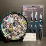 Lot 55CG: Eagles Knife Set New and Collectible Plate with COA