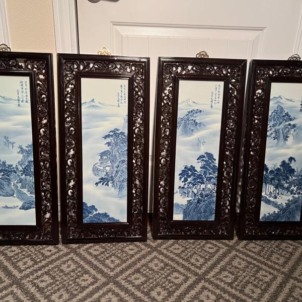 Photo of Beautiful Chinese Framed Porcelain Tiles