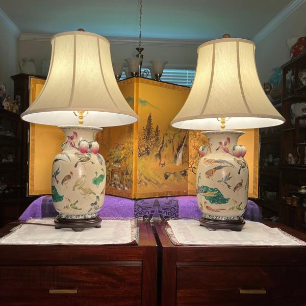 Photo of Vintage Pair of Asian Table Lamps from Hawaii Art Gallery