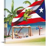 Canvas Wall Art Summer Beach Puerto Rico Flag Picture Modern Artwork