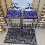 Pair of Beautiful Blue Tiled Tables
