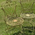 Pair ~ Rustic Outdoor Folding Metal Chairs ~ Read Details