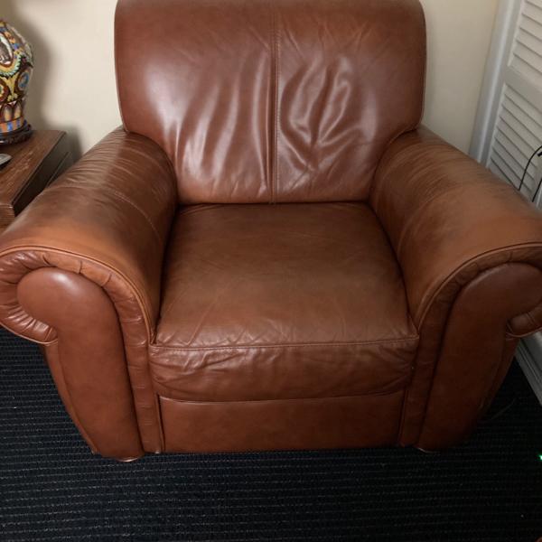 Photo of Buttery leather chair and ottoman