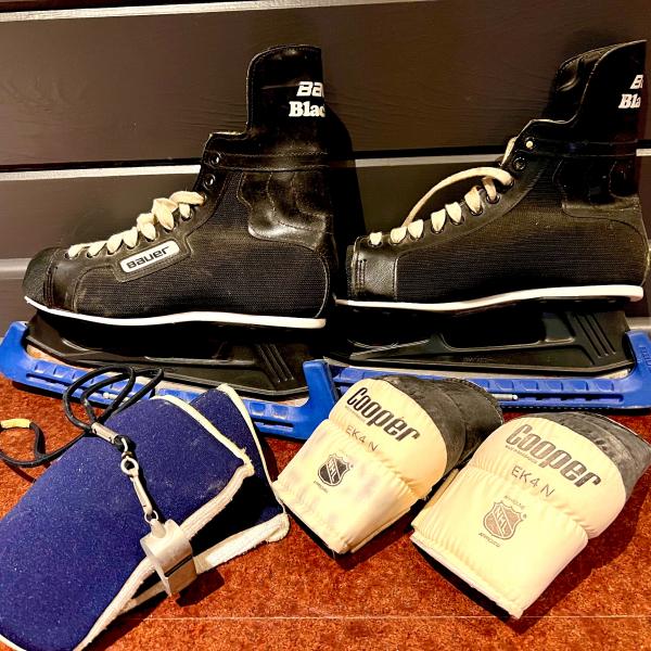 Photo of Men’s hockey skates size 8, knee pads, elbow pads