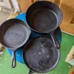 3 Wagner Ware Iron Pans