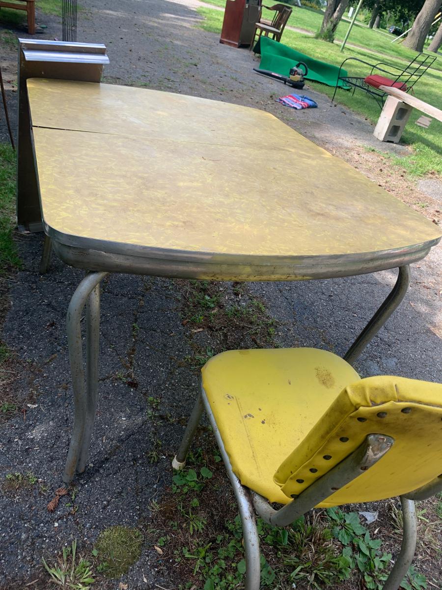 Vintage KITCHEN TABLE, Yellow snaplist