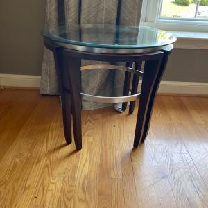 Photo of End Table Glass Wood Metal