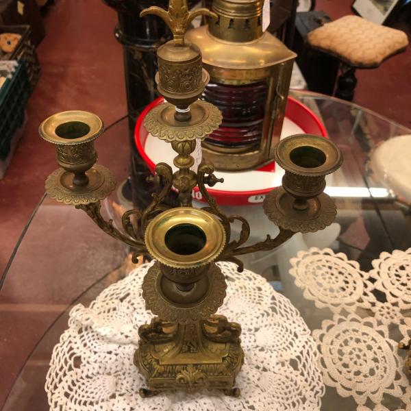 Photo of Antique Pair of Brass Candelabras