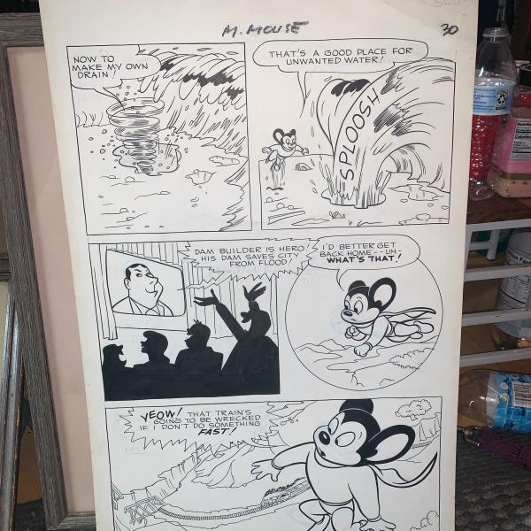 Photo of Minnie Mouse  & Heckle, & Jeckle, 1950’s Art-Sketches comic cardboards