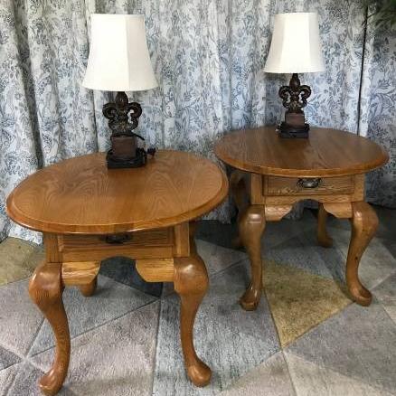 Photo of Pair of Oak End Tables