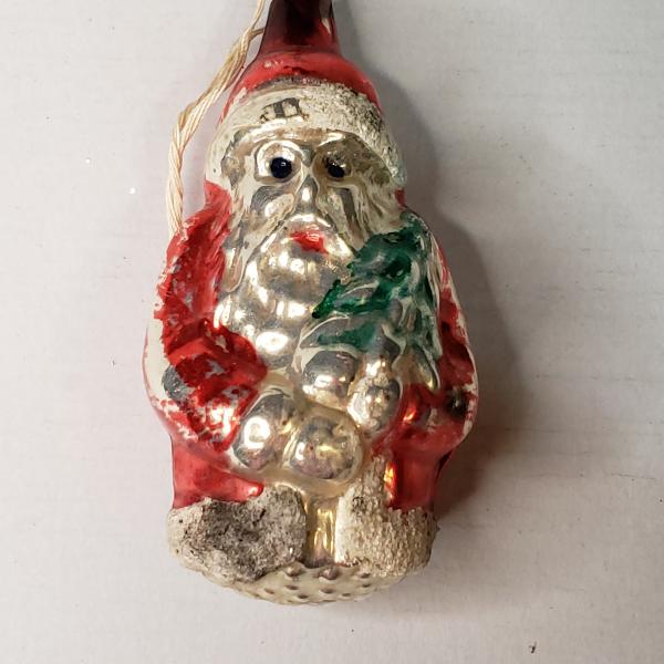 Vintage Mercury Glass Santa Claus Ornament | snaplist