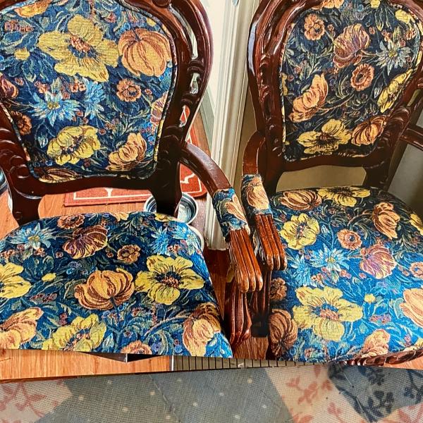 Photo of 2 Upholstered Victorian chairs