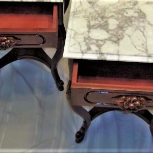 Photo of Gorgeous Pair Antique Italian Marble Top Carved Roses Tables!!
