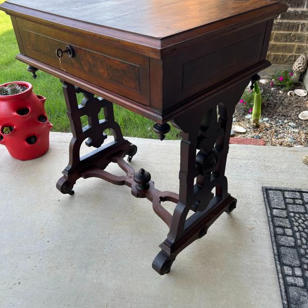 Photo of Gorgeous Antique Wood Desk with Drawer 1800s