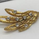 Vintage Gold Tone Brooch with Faux Diamond