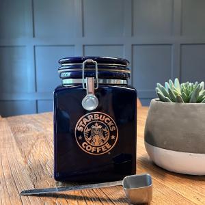 Photo of Vintage Starbucks Japanese Square Coffee Jar Canister 
