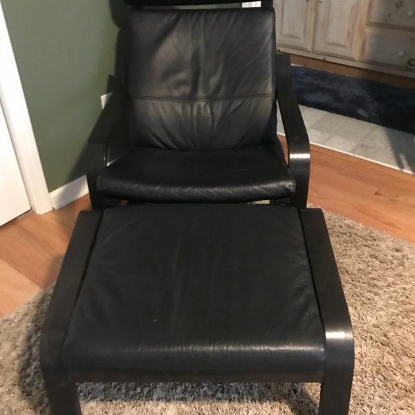 Photo of IKEA leather chair with ottoman qty 2