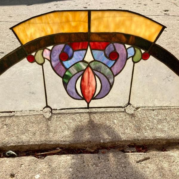 Photo of Antique Stained Glass Window - One Window in Two Pieces