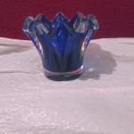 Brand new still in box Vintage cobalt blue Czech Bahamian Crystal candle holder