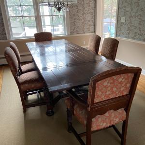 Photo of 1929 Dining Room Table Chairs Sideboard and Hutch Hand Carved