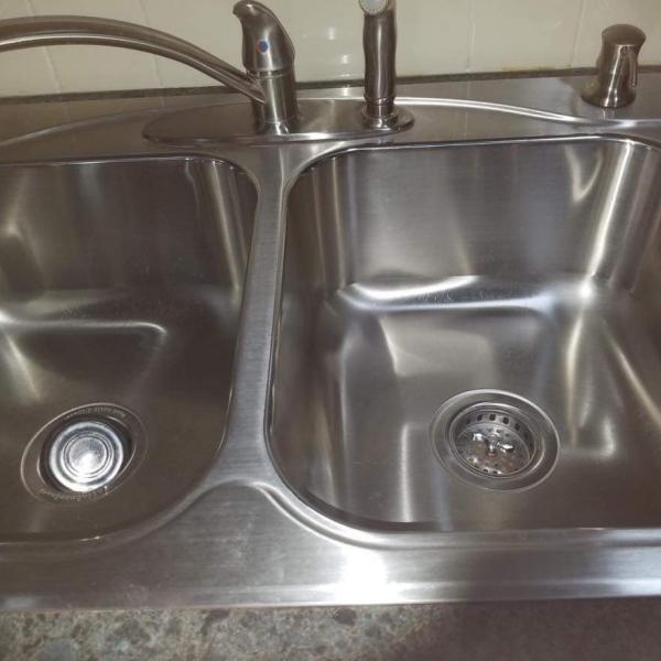 Photo of Stainless steel double sink.