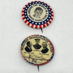 Photo of LOT 50: Vintage World Travel Buttons - Howard Hughes Around the World 1938, Tran