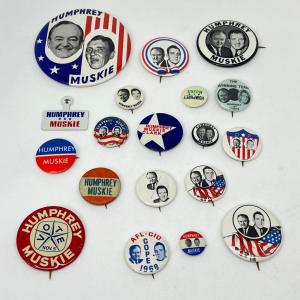 Photo of LOT 49: 1968 Hubert Humphrey/Edmund Muskie Presidential Campaign Political Pins
