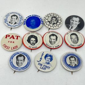 Photo of LOT 51: Richard Nixon Political Pins - First Lady Pat Nixon