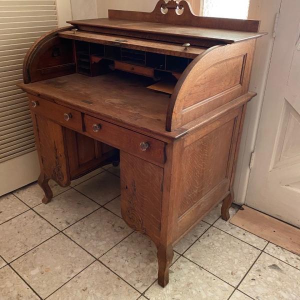Photo of 1930's Roll-Up Desk sold  with its Historic Contents