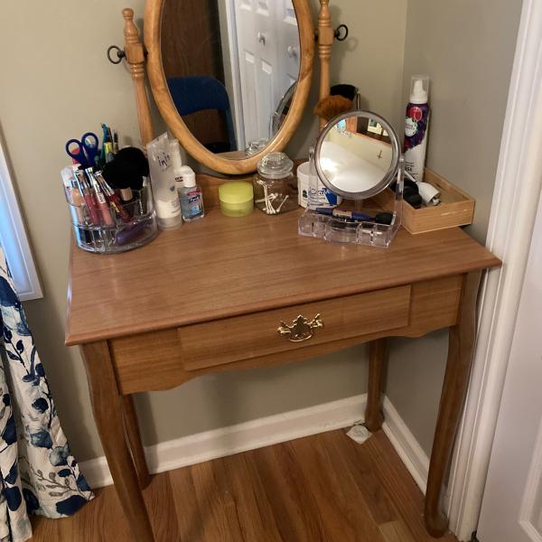 Photo of Oak Make-up Table with Mirror
