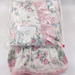 FULL SIZE PINK FLORAL BED COVER WITH VALENCES