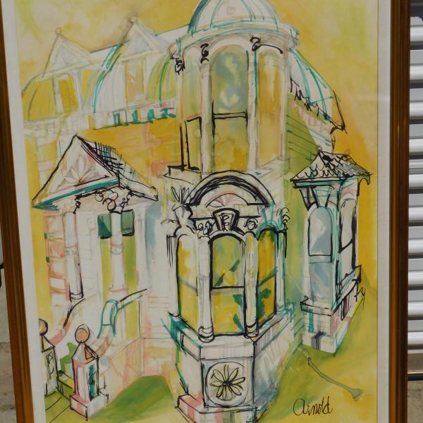 Photo of ROBERT ARNOLD (20th C., CA) WATERCOLOR/GOUCHE Painting, Signed, 40" by 30"