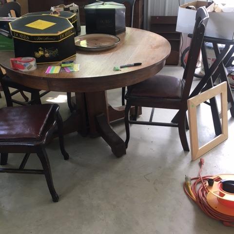 Photo of Mission style table and t-back chairs
