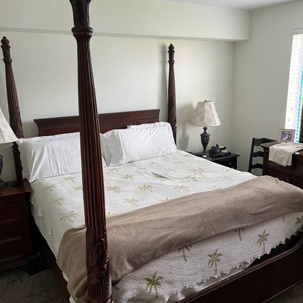 Photo of King Mahogany Tommy Bahama bed and armoire
