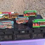 50 old Japanese tinplate locos and trolleys. 