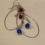 Red white and blue crystal earrings 