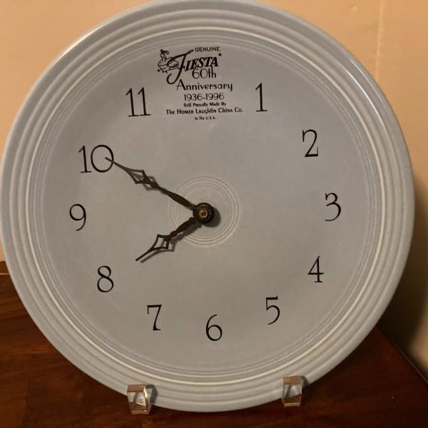 Photo of Vintage Fiesta plate clock 60th Anniversary Homer Laughlin blue works