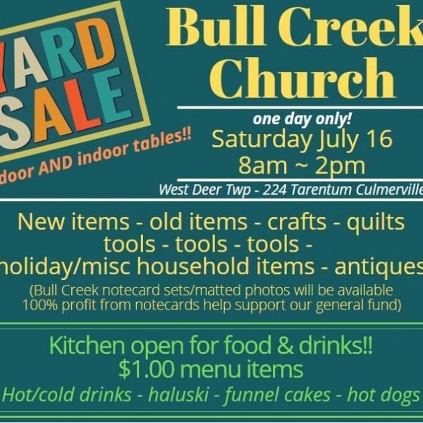Photo of Annual Yard Sale - Bull Creek Church, Tarentum, PA  July 16 8:00 AM to 2:00 PM