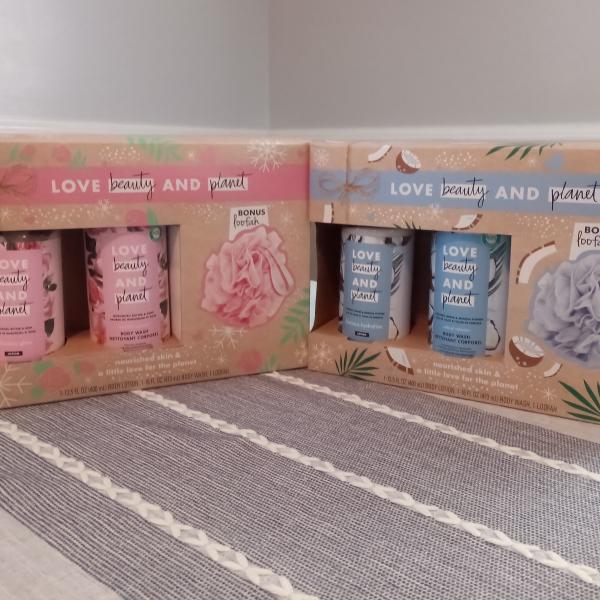 Photo of Love beauty And planet body wash, lotion and loofah