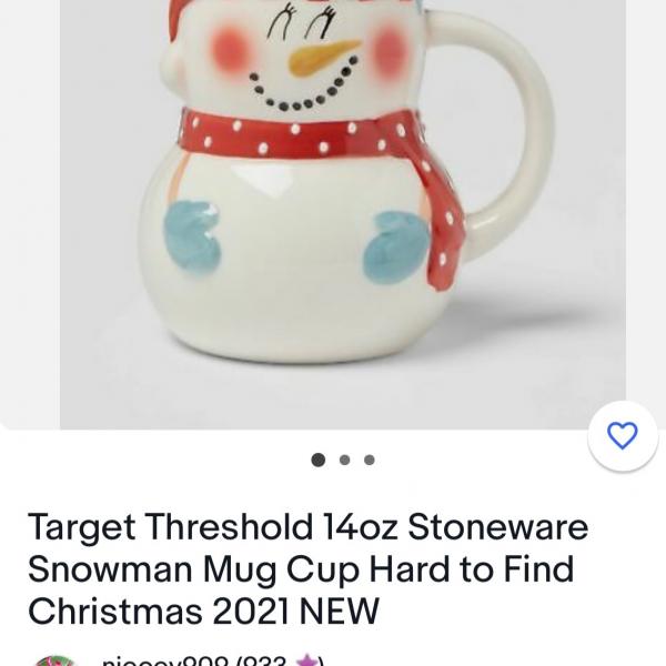 Photo of Target Threshold 14 oz Stoneware Snowman Mug Cup Hard to Find.