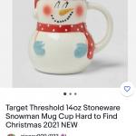 Target Threshold 14 oz Stoneware Snowman Mug Cup Hard to Find.