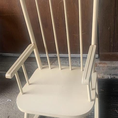 Photo of EXCELLENT CONDITION WHITE WOOD  STENCILLED CHILD'S ROCKING CHAIR