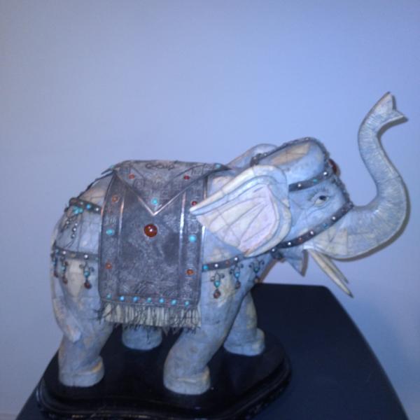 Photo of Bone Elephant Statue With Semi-Precious Stones